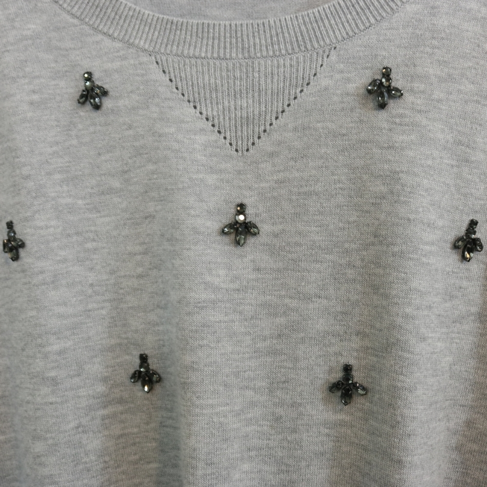 Talbots Cotton Rhinestone Embellished Top - Picture 3 of 8